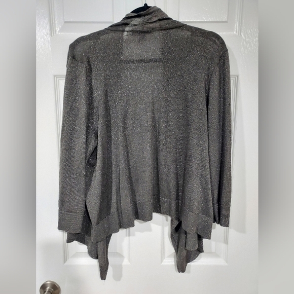 INC Woman Shimmery Gray Drape Open Front Cardigan in Size 2X - Picture 10 of 10